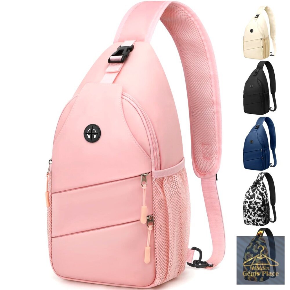 Waterproof Crossbody Sling Bag with Adjustable Strap, 17 Pockets, Daypack